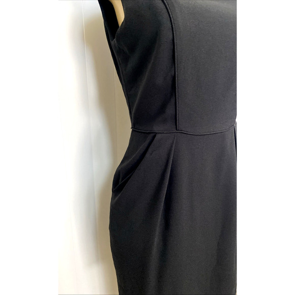 Hoss Intropia Dress Black Mini Sheath Crepe LBD Sleeveless Pockets Back Zip M - Picture 4 of 9